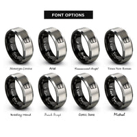 font options for inside engraving on black & grey whiskey tumbler rings