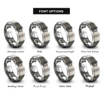 font options for inside engraving on grey whiskey tumbler rings