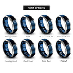font options for inside engraving on blue & silver whisper bubble rings