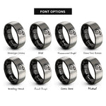font options for inside engraving on black & grey whistle rings