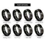 font options for inside engraving on black & silver whistle rings