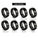 font options for inside engraving on black whistle rings