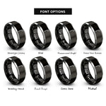 font options for inside engraving on black & grey white cane rings