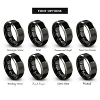 font options for inside engraving on black & grey white cane rings