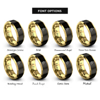 font options for inside engraving on black & gold white cane user rings