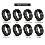 font options for inside engraving on black white cane user rings