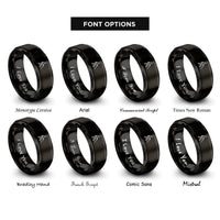 font options for inside engraving on black white cane user rings
