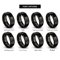 font options for inside engraving on black white cane user rings