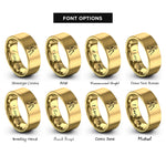 font options for inside engraving on gold white cane user rings