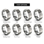 font options for inside engraving on silver white cat icon rings