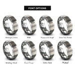 font options for inside engraving on silver white cat icon rings