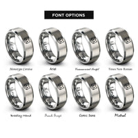 font options for inside engraving on gray white cat icon rings