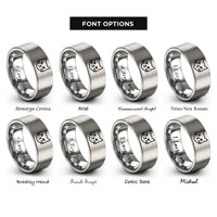 font options for inside engraving on gray white cat icon rings