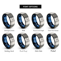 font options for inside engraving on black & blue & gray white flag rings