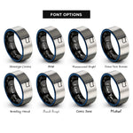 font options for inside engraving on black & blue & gray white flag rings