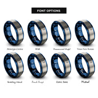 font options for inside engraving on blue & grey white flag rings