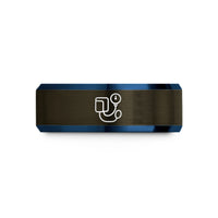 engraved tungsten bands – gunmetal & blue tungsten blood pressure cuff wedding band