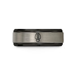 couples tungsten bands – black & grey tungsten boar print wedding band