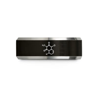 tungsten wedding band men – black & grey tungsten caffeine molecule wedding band