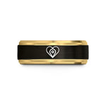 unisex gold wedding ring – black & gold tungsten heart map wedding band