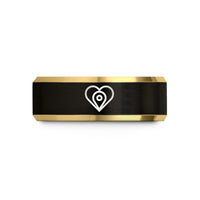engraved wedding rings online – black & gold tungsten heart map wedding band