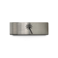 blue black wedding band – gray tungsten wand emblem starburst wedding band