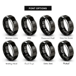 font options for inside engraving on black & silver white line rings