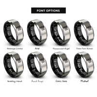 font options for inside engraving on black & grey white line rings