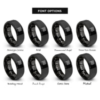 font options for inside engraving on black white line rings