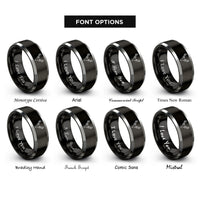 font options for inside engraving on black & grey whitetail antlers rings