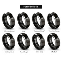 font options for inside engraving on black & grey whitetail deer rings
