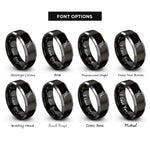 font options for inside engraving on black & silver whitewater kayak paddle rings