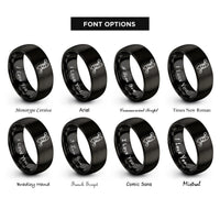 font options for inside engraving on black whitewater kayak paddle rings