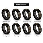 font options for inside engraving on gunmetal & black whitewater kayak paddle rings