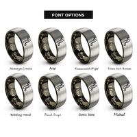 font options for inside engraving on gunmetal & grey whitewater kayak paddle rings
