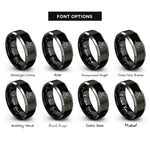 font options for inside engraving on black & gray whitewater kayaker rings