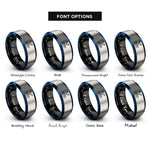 font options for inside engraving on black & blue & gray whitewater raft paddles rings