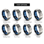 font options for inside engraving on blue & gray whitewater raft paddles rings