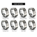 font options for inside engraving on grey whitewater raft paddles rings