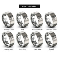 font options for inside engraving on grey whitewater raft paddles rings