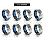 font options for inside engraving on blue & silver whitewater rafter paddle rings