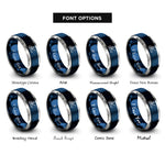 font options for inside engraving on blue & gray whitewater rafter paddle rings