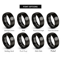 font options for inside engraving on black whole pizza rings