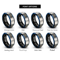 font options for inside engraving on black & blue & silver wi fi padlock rings