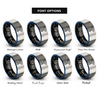 font options for inside engraving on black & blue & grey wi fi padlock rings
