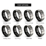 font options for inside engraving on black & silver wi fi padlock rings