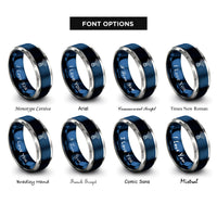 font options for inside engraving on blue & gray wi fi padlock rings