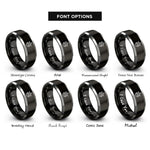 font options for inside engraving on black & grey wiccan star rings