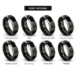 font options for inside engraving on black & silver wickiup shelter entrance rings