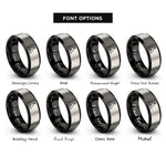 font options for inside engraving on black & gray wickiup shelter entrance rings